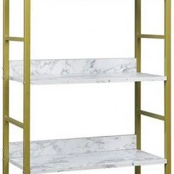 EUGAD Bücherregal, 1-tlg., Standregal, Küchenregal, 5 offenen Regalebenen, MDF, Metall, Schwarz Marmor Golden-Wei&szlig;er Marmor, Vintage -TischStuhl Verkäufe 20d45c41 c0db 45ea bd2e eced9ee4d93f