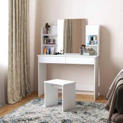 EUGAD Schminktisch, Schminktisch mit Spiegel und Hocker, Hochglanz Kosmetiktisch Weiß 5 EUGAD Schminktisch, Schminktisch mit Spiegel und Hocker, Hochglanz Kosmetiktisch Weiß -TischStuhl Verkäufe 242f25cb d4b6 5b90 9eb6 3afde5564f33