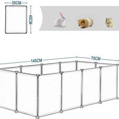 EUGAD Freigehege, Freigehege für Kaninchen Hasen Meerschweinchen Welpenauslauf DIY, 12 Platten 145 x 75 x 46 cm Grau, Schwarz, Transparent, Weiß -TischStuhl Verkäufe 2490eea9 3b80 468b a259 2d52f4ccaa68