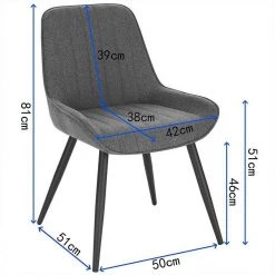 EUGAD Polsterstuhl (2 Stück), Esszimmerstühle aus Leinen mit stabilen Metallbeinen, mit Rückenlehne und gepolsterter Sitzfläche Dunkelgrau, Hellgrau -TischStuhl Verkäufe 28802bbf 3f1b 59e7 96a9 d320f8bef85d