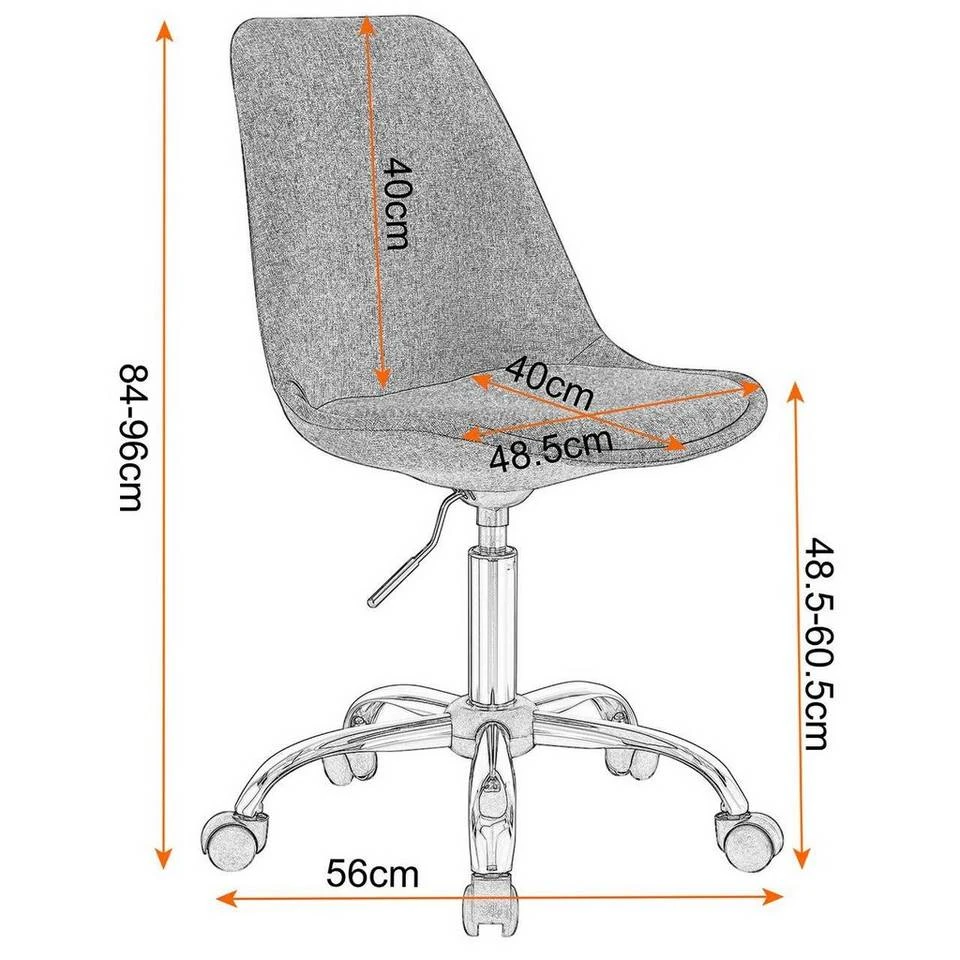 EUGAD Schreibtischstuhl, Arbeitshocker, Stoffbezug, 360° drehbar, Dunkelgrau Duneklgrau, Hellgrau 3 EUGAD Schreibtischstuhl, Arbeitshocker, Stoffbezug, 360° drehbar, Dunkelgrau Duneklgrau, Hellgrau – Bild 3