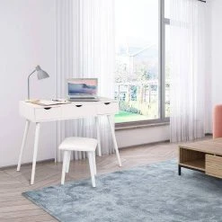 EUGAD Schminktisch, mit Aufklappbarem Spiegel, Schreibtisch mit 2 Schubladen, 100x40x75cm(L*B*H), Kosmetiktisch Computertisch mit große Tischplatte Eiche Wei&szlig; -TischStuhl Verkäufe 2a4343dc 82c9 593d bbb4 836ca81edb30