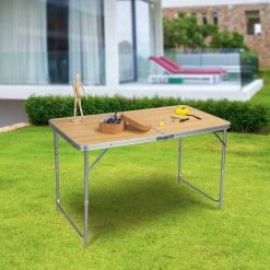 EUGAD Campingtisch, zusammenklappbar Pickniktisch, höhenverstellbar 120x60x55-62-70cm, Tischplatte aus MDF, Grau Eiche, Schwarz, Wei&szlig; -TischStuhl Verkäufe 2a8dd718 3ae2 5778 a0cc 92afd177a8f7