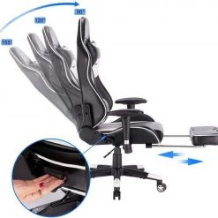 EUGAD Gaming-Stuhl (1 Stück), Racing Stuhl mit Fußstütze Racing Stuhl Drehstuhl Bürostuhl Schreibtischstuhl PC Stuhl mit Wippfunktion Höhenverstellbar Kunstleder Rot Grau, Weiß -TischStuhl Verkäufe 2c5b8e6a 3545 5830 a744 08a60c424f8a