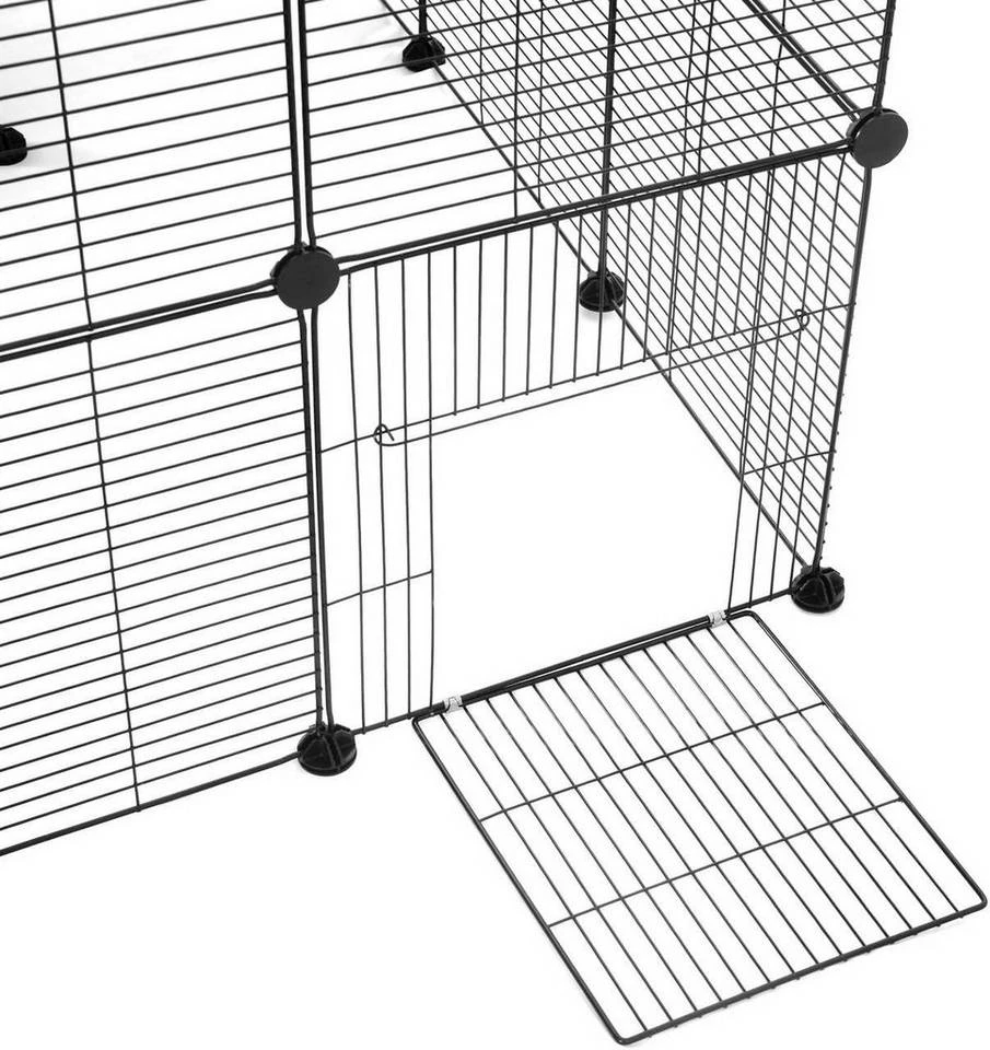 EUGAD Freigehege, Freigehege für Kaninchen Hasen Meerschweinchen Welpenauslauf Laufgitter mit Tür Doppelstöckig DIY 22 Platten Schwarz 140 x 70 x 70 cm 5 EUGAD Freigehege, Freigehege für Kaninchen Hasen Meerschweinchen Welpenauslauf Laufgitter mit Tür Doppelstöckig DIY 22 Platten Schwarz 140 x 70 x 70 cm – Bild 5