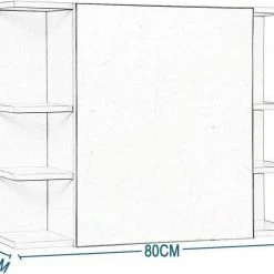 EUGAD Spiegelschrank Badezimmerspiegel Hängeschrank mit 8 Ablagen mit Tür Weiß -TischStuhl Verkäufe 30590419 fbe2 5049 af55 0cdea8b631bf