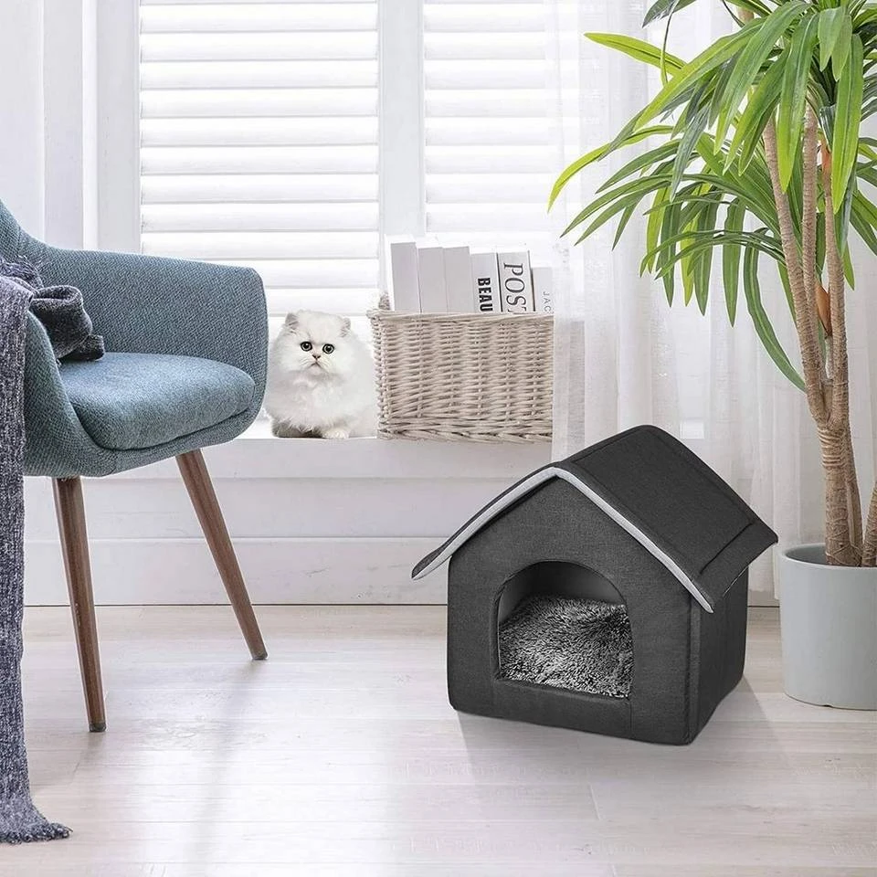 EUGAD Tierbett, Katzenhaus Katzenhöhle herausnehmbarer Matte Dunkelgrau, Hellgrau 2 EUGAD Tierbett, Katzenhaus Katzenhöhle herausnehmbarer Matte Dunkelgrau, Hellgrau – Bild 2