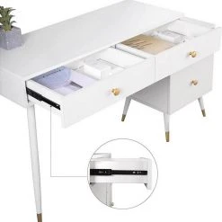 EUGAD Schminktisch (1-St), Schminktisch mit Hocker und Spiegel, Frisiertisch mit 4 Schubladen und Kosmetiktisch Frisierkommode für Schlafzimmer, Weiß Gold -TischStuhl Verkäufe 32194d32 9869 5089 8482 0e9ab598c8a8