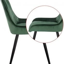 EUGAD Esszimmerstuhl (2 Stück), Polsterstuhl Küchenstuhl Wohnzimmerstuhl mit Rückenlehne, Sitzfläche aus Samt, Retrostuhl mit Metallbeine für Esszimmer Wohnzimmer, Schwarz Dunkelgrau, Dunkelgr&uuml;n -TischStuhl Verkäufe 3361e7f4 3db5 5569 891e ca173b20dd1f