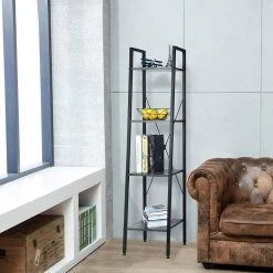 EUGAD Bücherregal, Standregal Badregal Bücherregal Küchenregal Schuhregal aus Holz und Stahl, mit 4 Ablagen, 34 x 35 x 148 cm Golden-Wei&szlig;er Marmor, Schwarz Marmor, Vintage -TischStuhl Verkäufe 33867ecb 1fd5 4356 8c04 ba0e789ff584