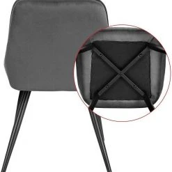 EUGAD Esszimmerstuhl (2 Stück), Polsterstuhl Küchenstuhl Wohnzimmerstuhl mit Rückenlehne, Sitzfläche aus Samt, Retrostuhl mit Metallbeine für Esszimmer Wohnzimmer, Schwarz Dunkelgrau, Dunkelgr&uuml;n -TischStuhl Verkäufe 3444e4d8 e3f8 5cb0 b78a cdd4ed6e4692