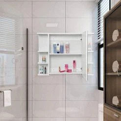 EUGAD Spiegelschrank Badezimmerspiegel Hängeschrank mit 8 Ablagen mit Tür Weiß -TischStuhl Verkäufe 352495b7 2343 53e4 b101 84e7f877f376