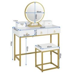 EUGAD Schminktisch (1-St), Schminktisch mit LED-Beleuchtung in 3 Farben, Kosmetiktisch mit Spiegel und Hocker, 5 Schubladen, 100x40x140cm, Modern Kosmetiktisch Weiß Schwarz, Wei&szlig; -TischStuhl Verkäufe 35ea4e7d d105 4eac a3f1 40b073136fde