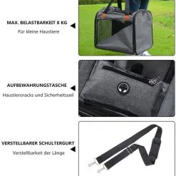 EUGAD Tiertransporttasche bis 8,00 kg, Katzentragetasche Hundetragetasche Schultertasche Haustiertasche Faltbare Transporttasche Reisetasche Traglast Oxford mit Schultergurt Grau 45x30x35cm -TischStuhl Verkäufe 36020577 9217 48a0 838f 15fc2e96b8f9