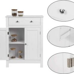 EUGAD Badkommode, Badezimmerschrank, 2 Türen, 1 Schubkasten, mit verstellbare Regalebene, MDF, Weiß -TischStuhl Verkäufe 36afa26a 3a21 5fe9 99b7 73cdfbbaebb5