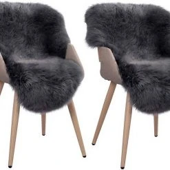 Teppich, EUGAD, 2er-Set Öko Lammfell echtes Longhair Fell XL (100-104)x65cm Hellgrau