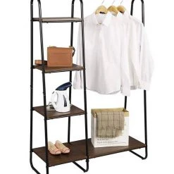 EUGAD Garderobenständer, Kleiderständer,mit Regal, Metall, Holz,im Flur, Wohnzimmer, Dunkelbraun-Schwarz Eiche-Weiß, Sand-Weiß -TischStuhl Verkäufe 371d8851 704e 5f3c 9ab9 824a0797cf56