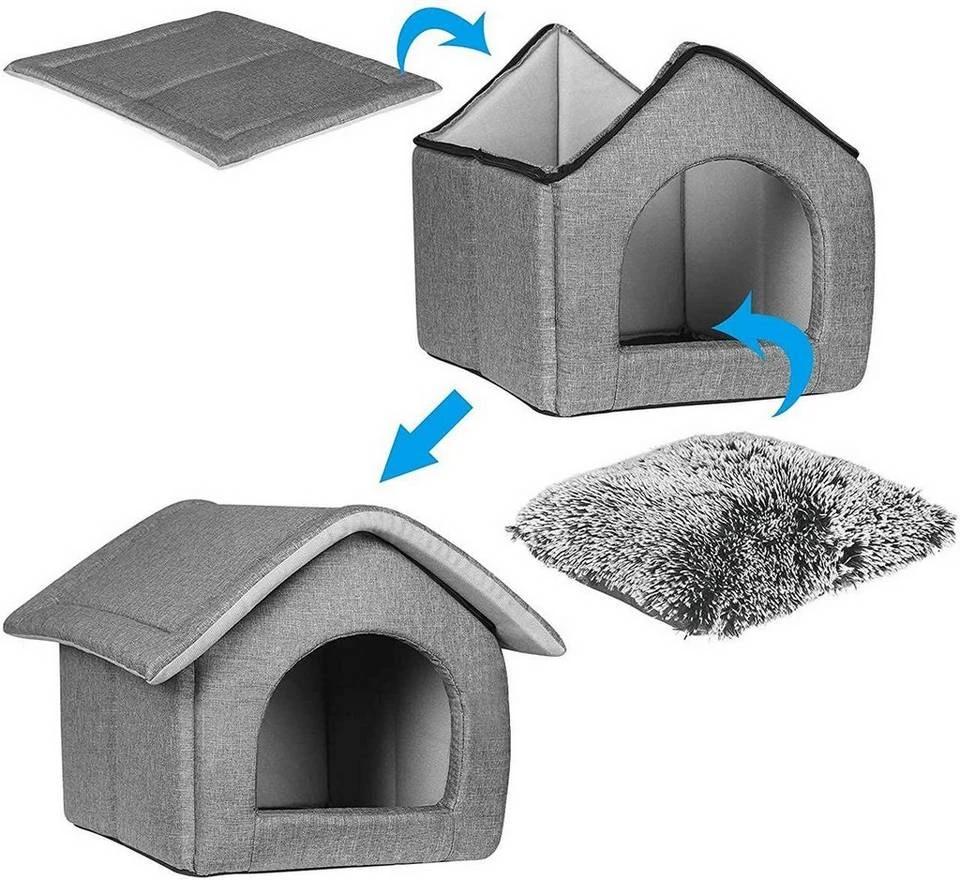 EUGAD Tierbett, Katzenhaus Katzenhöhle herausnehmbarer Matte Dunkelgrau, Hellgrau 13 EUGAD Tierbett, Katzenhaus Katzenhöhle herausnehmbarer Matte Dunkelgrau, Hellgrau – Bild 13