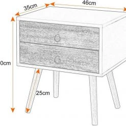 EUGAD Nachttisch, 2er-Set Beistelltisch mit 2 Schubladen Nachtkommode Nachtschrank Holzbeine MDF 46x35x50cm Weiß Grau, Wei&szlig; -TischStuhl Verkäufe 38f82937 0e6a 57e7 b429 e5f5749c3fd0
