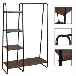 EUGAD Garderobenständer, Kleiderständer,mit Regal, Metall, Holz,im Flur, Wohnzimmer, Dunkelbraun-Schwarz Eiche-Weiß, Sand-Weiß -TischStuhl Verkäufe 3a05ff70 aeb4 52f7 95e7 ccbc8e15d8ef