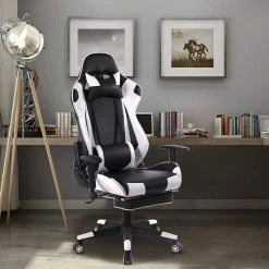 EUGAD Gaming Chair, Bürostuhl Schreibtischstuhl, Kunstleder, mit Ledenkissen Kopfstütze einstellbaren Armlehnen Weiß Grau, Rot, Wei&szlig; -TischStuhl Verkäufe 3a378b73 3ac0 5c8f 8817 79141541a42d