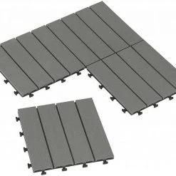 EUGAD WPC-Fliesen, 22 Stück WPC Terrassenfliesen in T-Form 30x30cm Dunkelgrau Anthrazit, Braun, Hellgrau -TischStuhl Verkäufe 3a42259d 4887 5993 b890 1924baa0422a