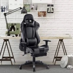 EUGAD Gaming Chair, Bürostuhl Schreibtischstuhl, Kunstleder, mit Ledenkissen Kopfstütze einstellbaren Armlehnen Weiß Grau, Rot, Wei&szlig; -TischStuhl Verkäufe 3bc316ea a00d 582d ad99 6c5b55b67f90