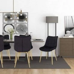 EUGAD Esszimmerstuhl, 4er-Set Küchenstühle Wohnzimmerstuhl mit Rückenlehne, Samt Sitzfläche, Gold Beine Grau Dunkelgr&uuml;n, Rosa, Schwarz -TischStuhl Verkäufe 3bd70542 bbec 5d64 b0b0 5e7e00e94307