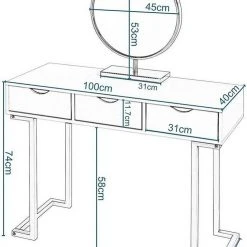 EUGAD Schminktisch (1-St), Schminktisch Frisiertisch Kommode mit Spiegel modern Kosmetiktisch mit 3 Schubladen Weiß-Rosa-Golden -TischStuhl Verkäufe 3cff923a 8e99 55b1 841b 5d80588a5522
