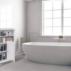 EUGAD Badkommode, Badschrank Beistellschrank, mit Doppeltür, 4 Fächern, MDF, Weiß -TischStuhl Verkäufe 3f7ce617 8d7c 513c b754 c14f45e1fe04