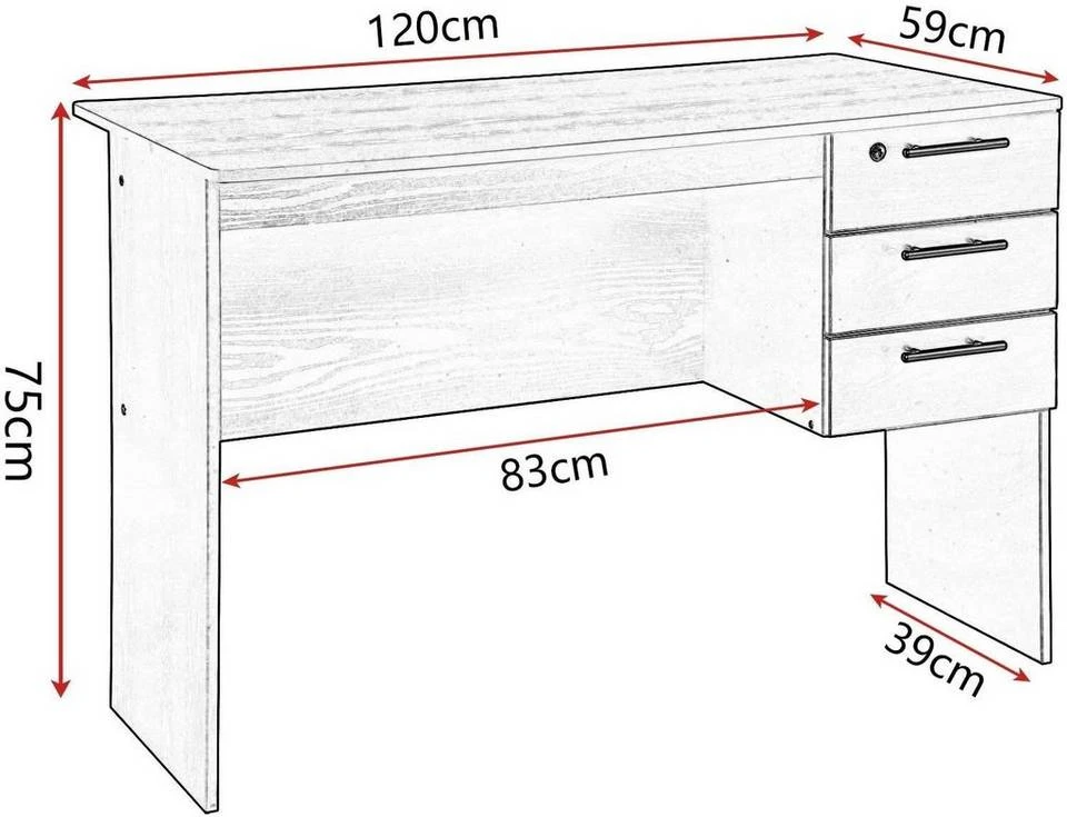 EUGAD Schreibtisch, Computertisch Bürotisch mit 3 Schubladen und Schloss Holz Schwarz 2 EUGAD Schreibtisch, Computertisch Bürotisch mit 3 Schubladen und Schloss Holz Schwarz – Bild 2