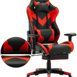EUGAD Gaming Chair, Bürostuhl, Gaming Stuhl, Kunstleder, mit einstellbaren Armlehnen Rot Blau, Schwarz, Wei&szlig; -TischStuhl Verkäufe 41a78384 ef37 5148 b740 81e24a5021ec