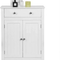 EUGAD Badkommode, Badezimmerschrank, 2 Türen, 1 Schubkasten, mit verstellbare Regalebene, MDF, Weiß -TischStuhl Verkäufe 43ec4e02 04b0 5151 a882 d0c9f3e248d5