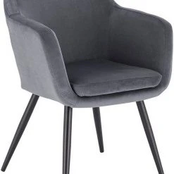 EUGAD Polsterstuhl (1 Stück), Küchenstuhl Samt Stuhl Sessel mit Armlehne, Metallbeine, für Esszimmer Wohnzimmer, Schwarz Dunkelgrau -TischStuhl Verkäufe 44a13b96 6ce2 4f4a 91c5 d4e6101e7ff5