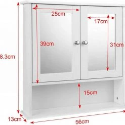 EUGAD Spiegelschrank Hängeschrank mit Ablage mit Ablage Schminkschrank aus Holz 56 x 58 x 13 cm weiß -TischStuhl Verkäufe 44c9912a 8b3a 5223 92cf 56271db67fe6