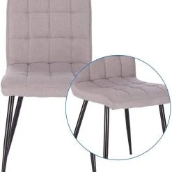 EUGAD Esszimmerstuhl (4 Stück), Küchenstuhl Polsterstuhl, mit Rückenlehne, Metallbeine, Sitzfläche aus Leinen, Hellgrau -TischStuhl Verkäufe 45095c3c 2315 4b1b b7d2 1c2aaead93a0