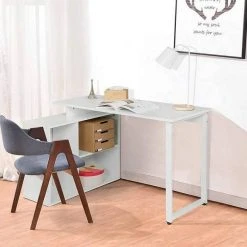 EUGAD Schreibtisch, mit Ablagen Holz 116x75x80cm Dunkelbuche Helleiche, Wei&szlig; -TischStuhl Verkäufe 45995794 0d52 5b53 a921 4719b09d1954