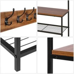 EUGAD Garderobenständer, (1 St), Kleiderständer, mit Haken, Schuhbank, Dunkelbraun -TischStuhl Verkäufe 4624ed60 7ff2 5f00 89a3 96e206c10905