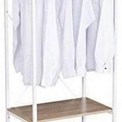 EUGAD Kleiderständer, Garderobenständer mit 2 Ablagen Holz Metall Schwarz-Hell Eiche Schwarz-Vintage, Wei&szlig;-Eiche -TischStuhl Verkäufe 4708c5d4 907e 590b 8e56 c96b13cbda53