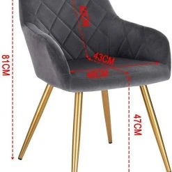 EUGAD Esszimmerstuhl (1 Stück), Wohnzimmerstuhl aus Samt Polsterstuhl mit Armlehnen und Rückenlehne, Gestell aus Metall mit goldenen Beine Dunkelgrau Schwarz 14 EUGAD Esszimmerstuhl (1 Stück), Wohnzimmerstuhl aus Samt Polsterstuhl mit Armlehnen und Rückenlehne, Gestell aus Metall mit goldenen Beine Dunkelgrau Schwarz -TischStuhl Verkäufe 47989c3f 045e 4a16 bcee ebca7e824252