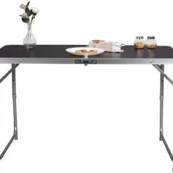 EUGAD Campingtisch, zusammenklappbar Pickniktisch, höhenverstellbar 120x60x55-62-70cm, Tischplatte aus MDF, Grau Eiche, Schwarz, Wei&szlig; -TischStuhl Verkäufe 4850b381 0b5b 5c8e 85f2 41aad7759898