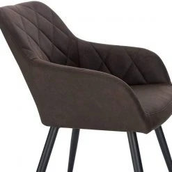 EUGAD Esszimmerstuhl (1 Stück), Wohnzimmerstuhl aus Stoff, Polsterstuhl mit Armlehnen und Rückenlehne, Gestell aus Metall Anthrazit, Braun, Grau -TischStuhl Verkäufe 4919c925 851e 5e32 8a26 8f9fa90dc03c