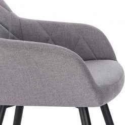 EUGAD Esszimmerstuhl (1 Stück), Wohnzimmerstuhl aus Leinen Polsterstuhl mit Armlehnen und Rückenlehne schwarze Gestell aus Metall Hellgrau Dunkelgrau -TischStuhl Verkäufe 4a13b3fa 5bee 494a 8e25 3ab0d841907d