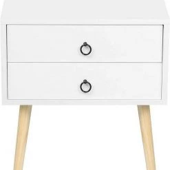EUGAD Nachttisch, 2er-Set Beistelltisch mit 2 Schubladen Nachtkommode Nachtschrank Holzbeine MDF 46x35x50cm Weiß Grau, Wei&szlig; -TischStuhl Verkäufe 4a676000 86a4 5d23 abb1 9bfee9a8beaf