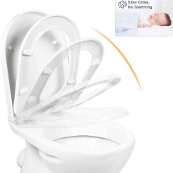 EUGAD WC-Sitz, Toilettendeckel mit Absenkautomatik D Form Weiß -TischStuhl Verkäufe 4aad305b efdb 5b0a bbf3 bf70a45728e2