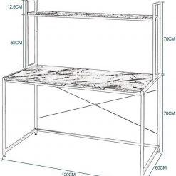EUGAD Schreibtisch, PC-Tisch Bürotisch Arbeitstisch mit Bücherregal Holz 120x60x140 cm Schwarz-Marmor Schwarz-Vintage -TischStuhl Verkäufe 4ac6e84e 7335 55d1 8b12 81735257799a