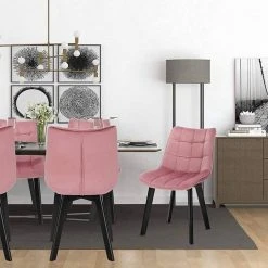 EUGAD Esszimmerstuhl (2 Stück), Wohnzimmerstuhl mit Rückenlehne, Polsterstuhl Küchenstuhl Weich Samt und Holz für ESS- und Wohnzimmer Schwarz Dunkelgrau, Dunkelgr&uuml;n, Rosa -TischStuhl Verkäufe 4ba5db8d ec94 5116 84a9 5a82825632ea