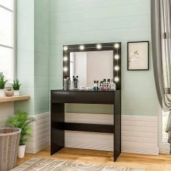 EUGAD Schminktisch, Frisiertisch 10 LED-Lampen mit Schubladen 80x40cm Schwarz Weiß 19 EUGAD Schminktisch, Frisiertisch 10 LED-Lampen mit Schubladen 80x40cm Schwarz Weiß -TischStuhl Verkäufe 4c0dce98 1181 5015 a390 d6602401980e