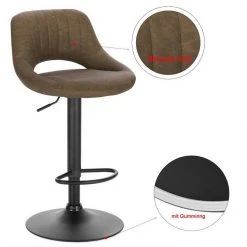 EUGAD Barhocker (2 St), 2er-Set 360° drehbar stufenlos höhenverstellbar mit Rückenlehne aus Kunstleder und Stahl Dunkelbraun Anthrazit, Grau -TischStuhl Verkäufe 4c1fcfc2 3765 5ef6 a1c4 a5e116581e79