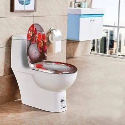 EUGAD WC-Sitz, Toilettendeckel mit Absenkautomatik rote Blume -TischStuhl Verkäufe 4cb98a7d b8ca 5d72 92c2 5bc0065cd29a